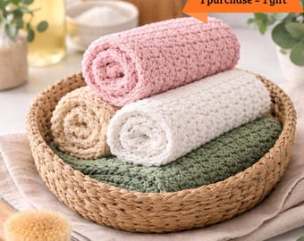 Modern Crochet Dishcloth Pattern PDF, Easy Kitchen Towels (Instant Download) , Free Bonus