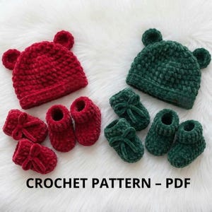 Set di modelli all'uncinetto per neonati in formato PDF, modello di cappello, guanti e scarpine per neonati, dalla nascita ai 12 mesi