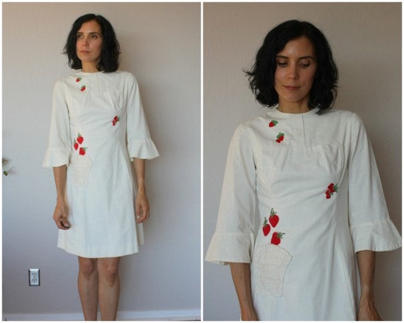 1960s Dress • 60s Strawberry Print Dress • 1960s