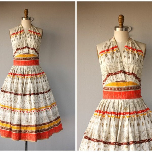 Vintage 1950s Dress | 50s Halter Dress | 1950s Cotton Halter Dress | 50s Day Dress | 50s Dress