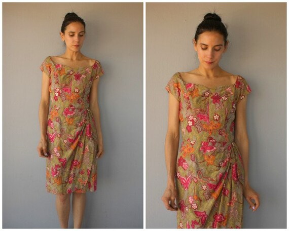 1950s Hawaiian Dress • 50s Sun Dress • 1950s Saron