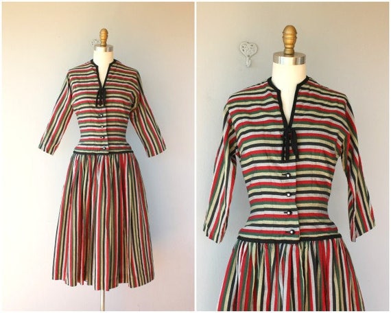 1950s Striped Party Dress | 50s Dress | 1950s Dre