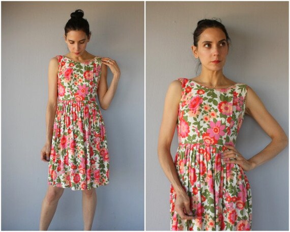 Vintage 60s Dress • 1960s Dress • 1960s Floral Dre
