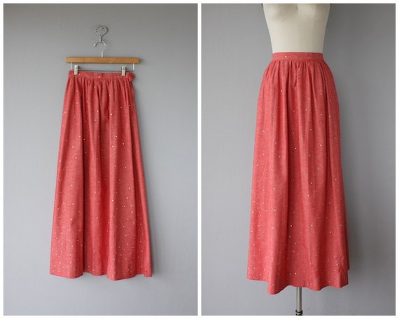 1970s Maxi Skirt | Vintage Chambray Skirt | Chambr