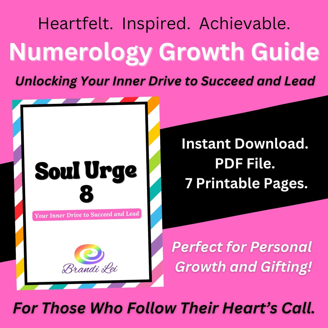 Soul Urge Number 8 | Digital PDF Guide | Printable Numerology Workbook ...