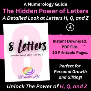 Significado de las letras H, Q y Z / Poder oculto del éxito y la influencia / Numerología y simbolismo de las 8 letras / Guía digital imprimible en PDF