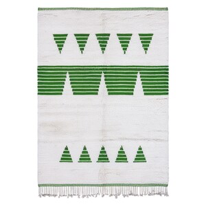 Authentic Moroccan White and Green Beni Ourain Rug, Handmade Rug, Berber Carpet, Genuine Wool Rug, Area Rug, Unique Beni Rug, Wool Rug