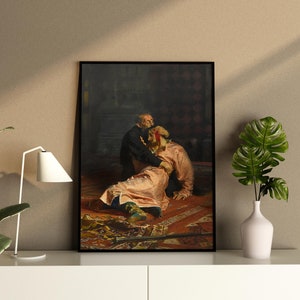 Ivan the Terrible killed his son in 1581,Terrible Ivan Wall Painting,Gift For Art Lovers,Famous Table Wall Decor,Famous Painting Wall art