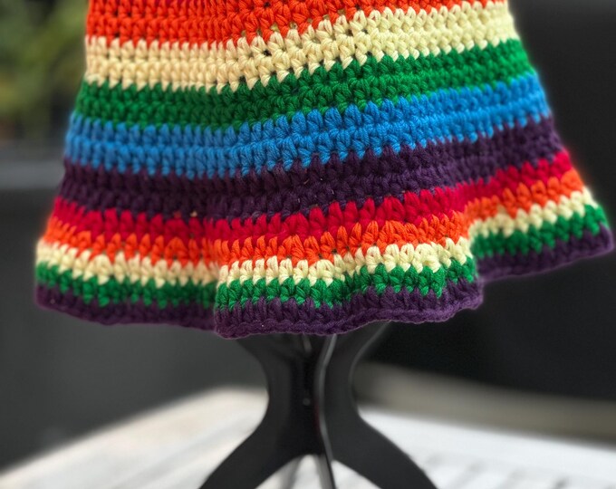Rainbow Pride Crochet Bucket Hat