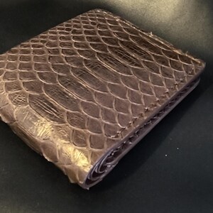 Genuine Python Leather Men's Wallet, Handmade Python Skin Bifold, Luxury Brown Leather Card Holder, Exotic Leather Gift for Husband