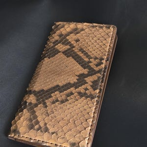 Genuine Python Leather Men's Wallet, Handmade Python Skin Bifold, Luxury Brown Leather Card Holder, Exotic Leather Gift for Husband