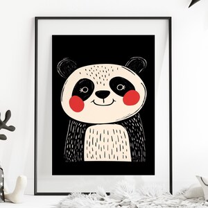 Playful Panda Doodle Art Print: Whimsical Nursery Decor (Digital Download)
