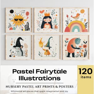 Pastel Fairytale Nursery Art Prints: Whimsical Kids Decor (Digital Download)