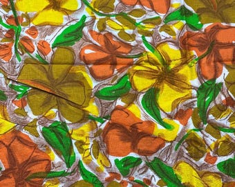 Vintage 1960 Hibiskus Blumen Baumwollstoff