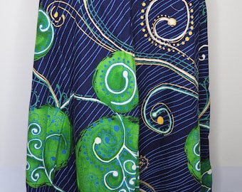 Vintage 1970s Bark Cloth Skirt: Psychedelic Paisley Print