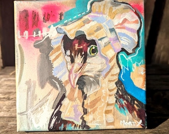 Miss Bonnie Pigeon – Pintura al óleo original / Obra de arte colorida de una paloma