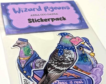 Wizard Pigeon Sticker Pack, Cute Magic Bird Stickers