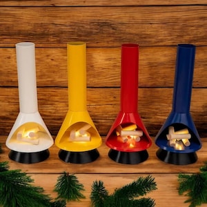Miniature LED Fireplace, stylish mid-century modern design for aesthetic warmth, great gift for birthdays or home decorators