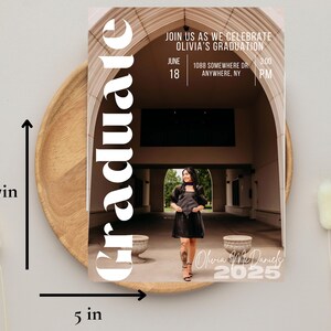 faire-part de remise de diplôme imprimés | Invitation personnalisée à une fête de fin d'études secondaires ou universitaires de 2025 avec un design recto | Moderne