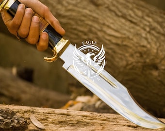 Handgefertigtes Jäger-Bowiemesser Benutzerdefinierte handgeschmiedet, Edelstahl Rasiermesser scharfe polierte Klinge, personalisiertes Messer für Geschenk, Trauzeugen Geschenk