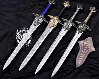 World of Warcraft Royal Guard sword ,Handmade Alliance Lion Head Stormwind Anduin Lothar's Premium Replica sword, Best gifts for him.