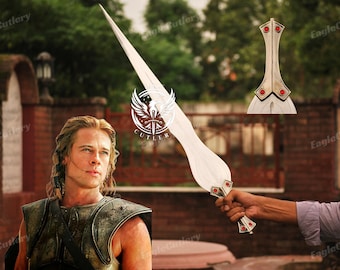 La spada di Achille di Troia, spada da guerriero della leggenda medievale dell'epoca greca, spada fatta a mano, spada interamente in metallo, il regalo ideale per lui.