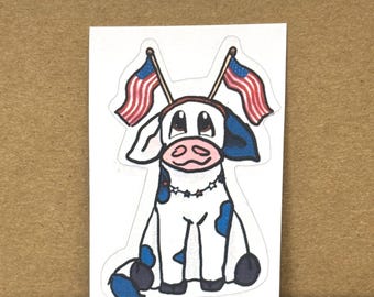 Americana Cow Stickers: Handmade Decals