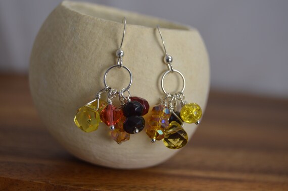 Yellow Citrine Necklace with Aqua Czech Beads Sterling Silver Yellow Citrine Necklace with Aqua Czech Beads Sterling Silver