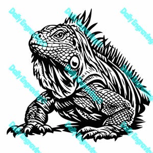Iguana lasergraveringspaket SVG PNG | Reptilgraveringsdesign | Träglas, skiffermålad kakel, laserklara filer