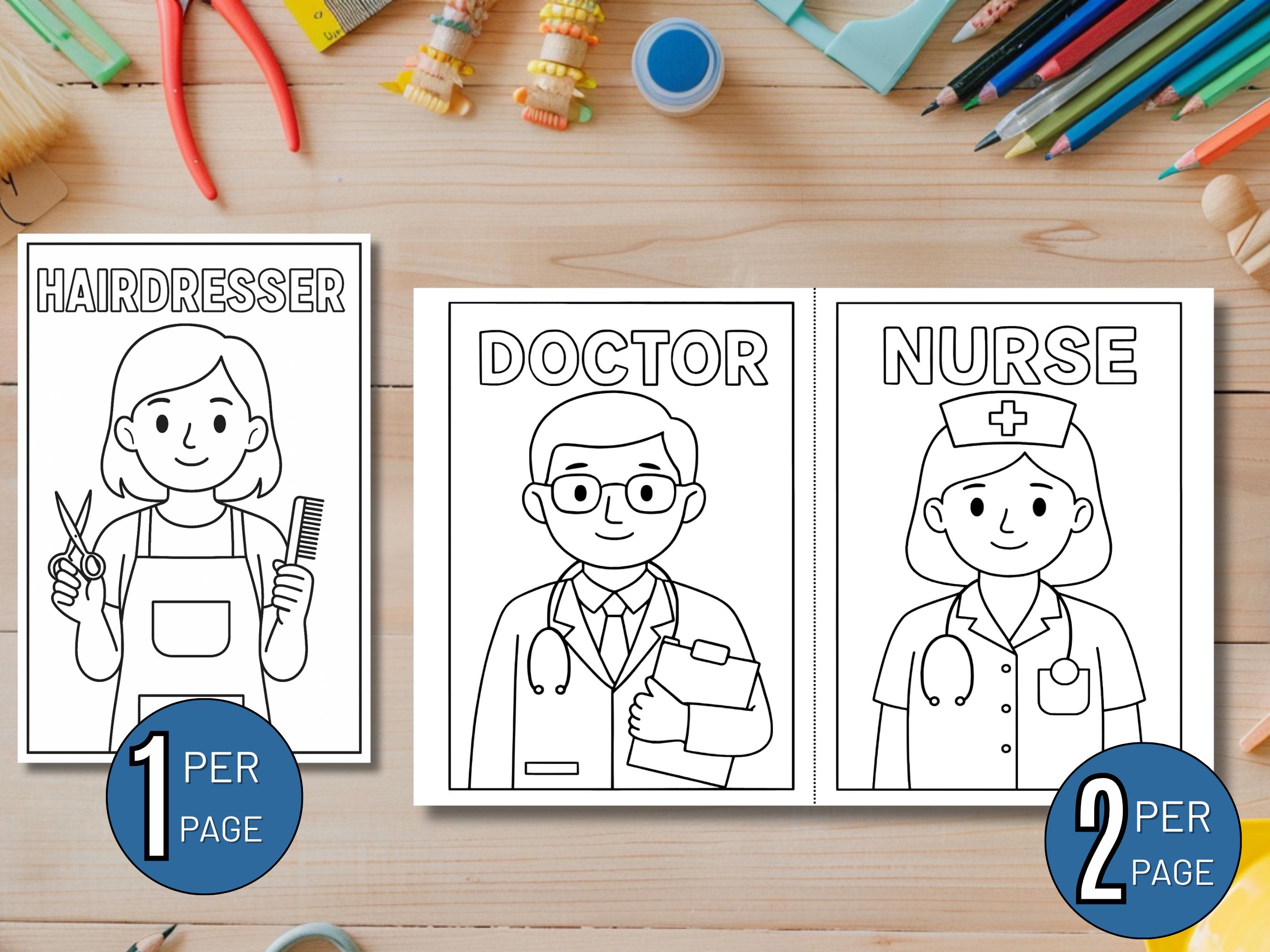 Occupation Coloring Pages for Kids, 60 Printable Career Coloring Sheets ...