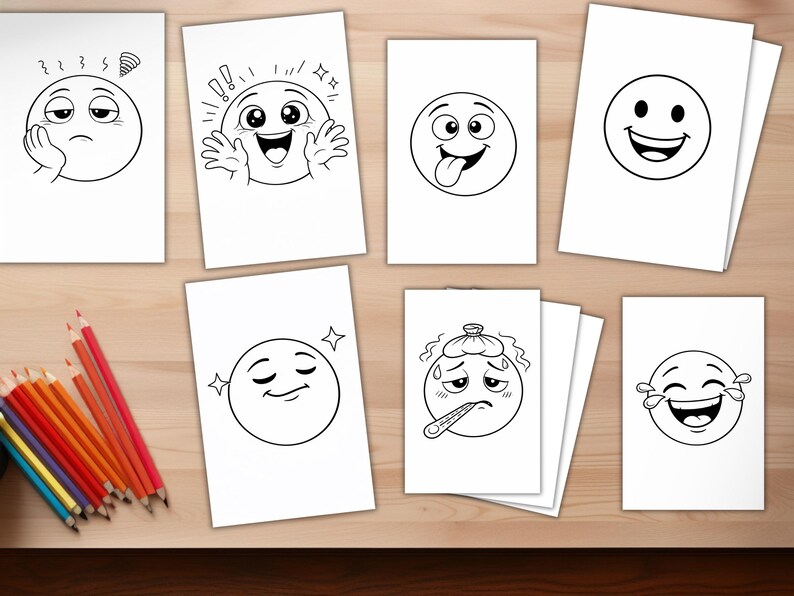 Emoji Emotions Coloring Pages for Kids, Feelings Coloring Book ...