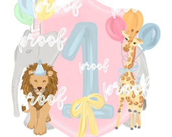 Wild One Watercolor Birthday Crest