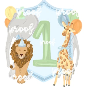 Wild One Watercolor Birthday Crest-Blue
