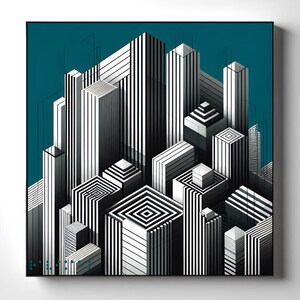 Urban Identity #7: Framed Canvas | Modern City Abstract Art