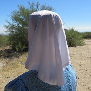 Lightweight Knit Veiling Headcovering White & Black Tie Scarf for Christian Women prayer veil