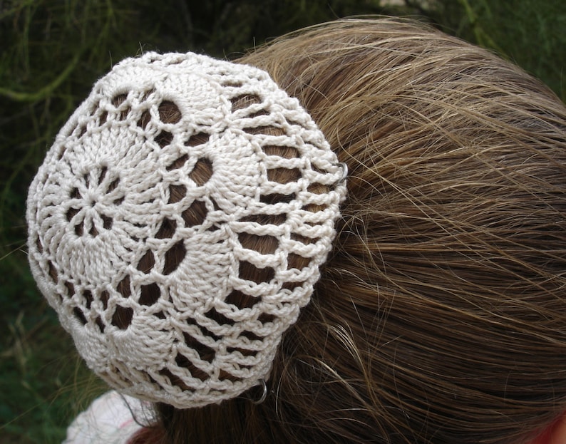 Crocheted Natural Hair Net / Bun Cover Flower Style Amish Etsy