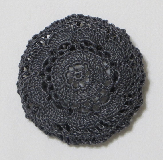 Dark Gray Hair Net Bun Cover Hand Crocheted Flower Style Etsy