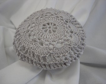 Hair Net / Bun Cover Gray Hand Crocheted Flower Style Amish Mennonite