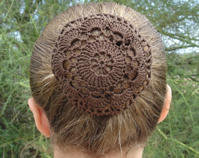 Hair Net / Bun Cover Crocheted Brown Flower Style Amish Etsy