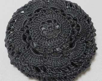 Dark Gray Hair Net / Bun Cover Hand Crocheted Flower Style Amish Mennonite