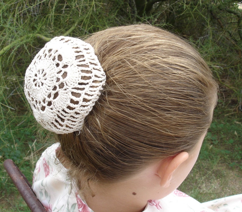Crocheted Natural Hair Net / Bun Cover Flower Style Amish Etsy