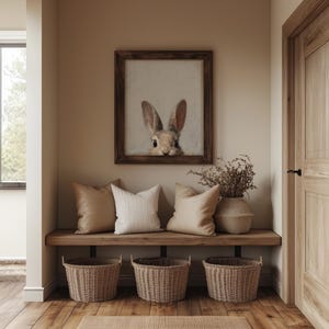 Cute rabbit digital download for kids' bedroom — delightful vintage painting showcasing a charming bunny with a rustic edge.