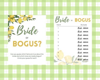 Bridal Shower Game - Bridal Shower Trivia - Instant Download Wedding Shower Game