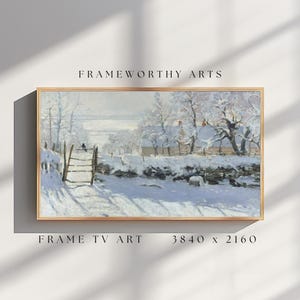Winter Frame TV Art, Vintage Frame TV Art, Monet Snow Painting, Frame TV Art, Digital Art for Frame tv, christmas snowy frame tv art