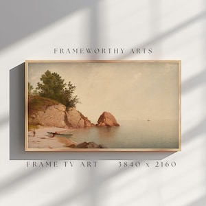 Vintage Summer Beach Frame TV Art, Landscape TV Art, Antique Art for Frame TV, Digital Download, Spring Summer Artwork for Samsumg Frame
