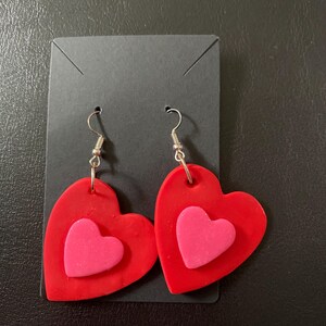 heart dangling polymer earrings
