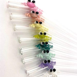 Pastell Frosch Glas-Trinkhalm- Einzigartiges Trinkhalm- Süß- Tier- Einzigartiges Tier- Cocktail- Personalisierbar