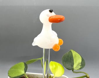 Gans Glas Pflanzenstecker - Anpassbare Länge - Umweltfreundlich - Handgefertigt - Einzigartige Geschenkidee für Zimmerpflanzenliebhaber, Blumenstrauß und Gartendekoration