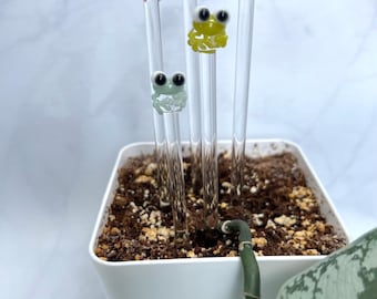 Pastel Frog Glass Plant Stake