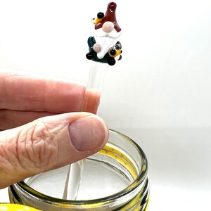 Teal Gnome Bee Keeper Honey Motregen Wand-handgemaakt glas-herbruikbaar-eco-vriendelijk-leuk uniek cadeau-idee-uniek